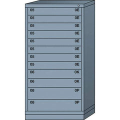 Lyon - 12 Drawer, Standard Eye-Level - Multiple Drawer Access Cabinet - Steel, 30" Wide x 28-1/4" Deep x 59-1/4" High, Dove Gray - USA Tool & Supply