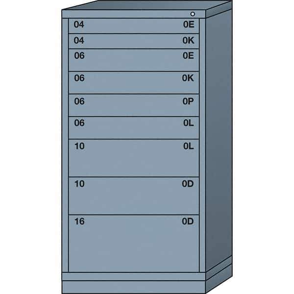 Lyon - 9 Drawer, Standard Eye-Level - Multiple Drawer Access Cabinet - Steel, 30" Wide x 28-1/4" Deep x 59-1/4" High, Dove Gray - USA Tool & Supply