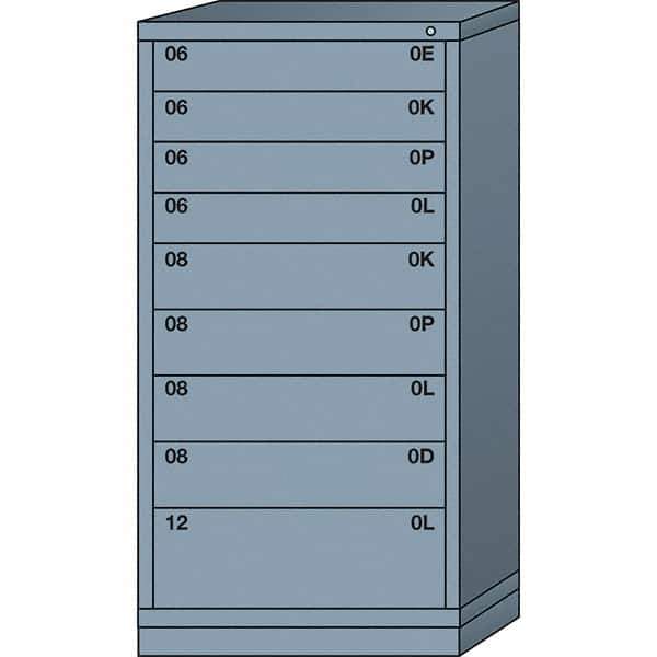 Lyon - 9 Drawer, Standard Eye-Level - Single Drawer Access Cabinet - Steel, 30" Wide x 28-1/4" Deep x 59-1/4" High, Dove Gray - USA Tool & Supply