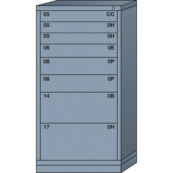 Lyon - 8 Drawer, Standard Eye-Level - Multiple Drawer Access Cabinet - Steel, 30" Wide x 28-1/4" Deep x 59-1/4" High, Dove Gray - USA Tool & Supply
