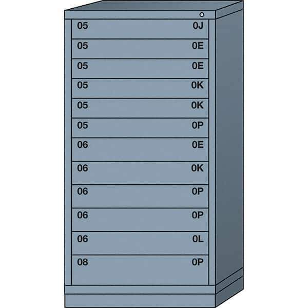 Lyon - 12 Drawer, Standard Eye-Level - Multiple Drawer Access Cabinet - Steel, 30" Wide x 28-1/4" Deep x 59-1/4" High, Dove Gray - USA Tool & Supply