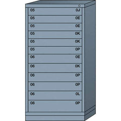 Lyon - 12 Drawer, Standard Eye-Level - Single Drawer Access Cabinet - Steel, 30" Wide x 28-1/4" Deep x 59-1/4" High, Dove Gray - USA Tool & Supply