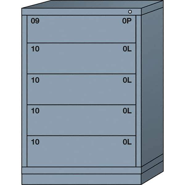 Lyon - 5 Drawer, Standard Counter - Multiple Drawer Access Cabinet - Steel, 30" Wide x 28-1/4" Deep x 44-1/4" High, Dove Gray - USA Tool & Supply