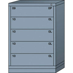 Lyon - 5 Drawer, Standard Counter - Single Drawer Access Cabinet - Steel, 30" Wide x 28-1/4" Deep x 44-1/4" High, Dove Gray - USA Tool & Supply