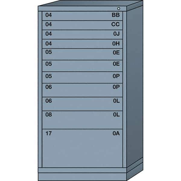Lyon - 11 Drawer, Standard Eye-Level - Single Drawer Access Cabinet - Steel, 30" Wide x 28-1/4" Deep x 59-1/4" High, Dove Gray - USA Tool & Supply