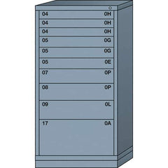 Lyon - 10 Drawer, Standard Eye-Level - Multiple Drawer Access Cabinet - Steel, 30" Wide x 28-1/4" Deep x 59-1/4" High, Dove Gray - USA Tool & Supply