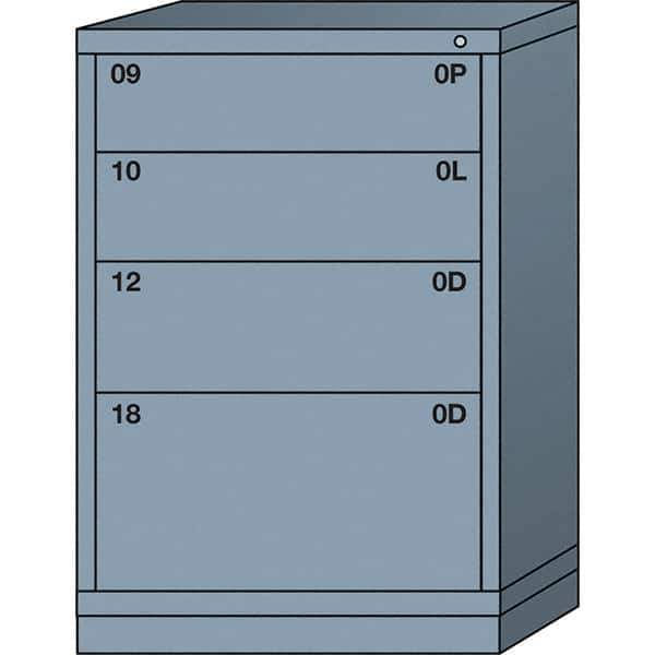 Lyon - 4 Drawer, Standard Counter - Multiple Drawer Access Cabinet - Steel, 30" Wide x 28-1/4" Deep x 44-1/4" High, Dove Gray - USA Tool & Supply