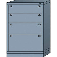 Lyon - 4 Drawer, Standard Counter - Single Drawer Access Cabinet - Steel, 30" Wide x 28-1/4" Deep x 44-1/4" High, Dove Gray - USA Tool & Supply