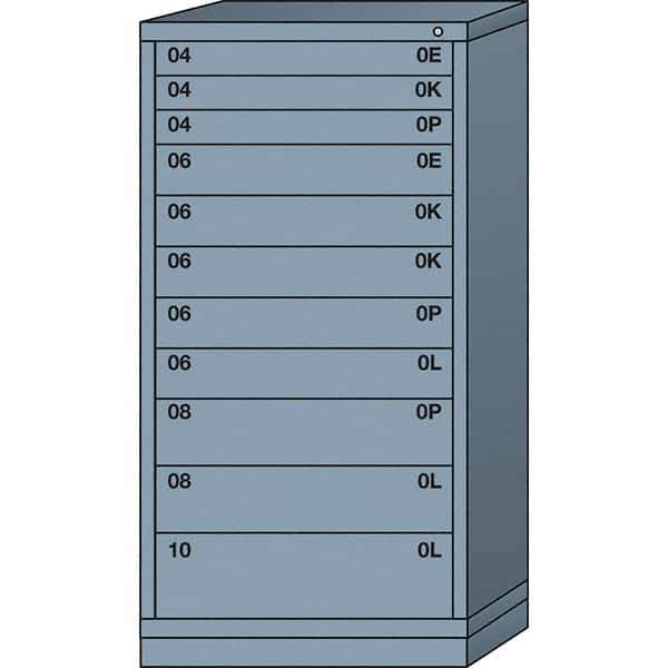 Lyon - 11 Drawer, Standard Eye-Level - Single Drawer Access Cabinet - Steel, 30" Wide x 28-1/4" Deep x 59-1/4" High, Dove Gray - USA Tool & Supply