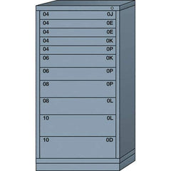 Lyon - 11 Drawer, Standard Eye-Level - Single Drawer Access Cabinet - Steel, 30" Wide x 28-1/4" Deep x 59-1/4" High, Dove Gray - USA Tool & Supply