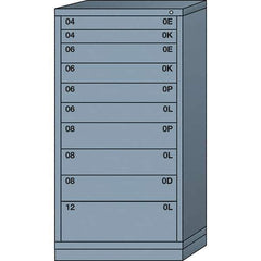 Lyon - 10 Drawer, Standard Eye-Level - Single Drawer Access Cabinet - Steel, 30" Wide x 28-1/4" Deep x 59-1/4" High, Dove Gray - USA Tool & Supply