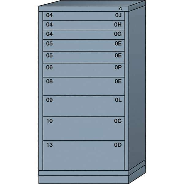Lyon - 10 Drawer, Standard Eye-Level - Multiple Drawer Access Cabinet - Steel, 30" Wide x 28-1/4" Deep x 59-1/4" High, Dove Gray - USA Tool & Supply