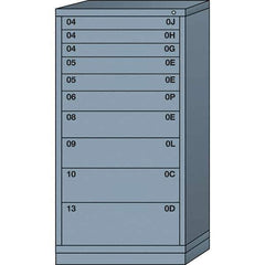 Lyon - 10 Drawer, Standard Eye-Level - Multiple Drawer Access Cabinet - Steel, 30" Wide x 28-1/4" Deep x 59-1/4" High, Dove Gray - USA Tool & Supply