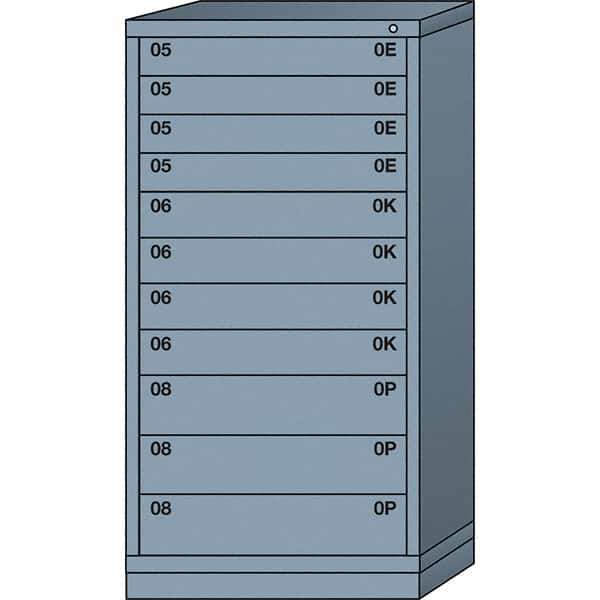 Lyon - 11 Drawer, Standard Eye-Level - Single Drawer Access Cabinet - Steel, 30" Wide x 28-1/4" Deep x 59-1/4" High, Dove Gray - USA Tool & Supply