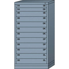 Lyon - 12 Drawer, Standard Eye-Level - Multiple Drawer Access Cabinet - Steel, 30" Wide x 28-1/4" Deep x 59-1/4" High, Dove Gray - USA Tool & Supply