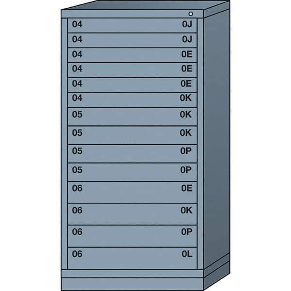 Lyon - 14 Drawer, Standard Eye-Level - Single Drawer Access Cabinet - Steel, 30" Wide x 28-1/4" Deep x 59-1/4" High, Dove Gray - USA Tool & Supply