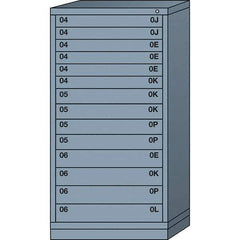 Lyon - 14 Drawer, Standard Eye-Level - Single Drawer Access Cabinet - Steel, 30" Wide x 28-1/4" Deep x 59-1/4" High, Dove Gray - USA Tool & Supply