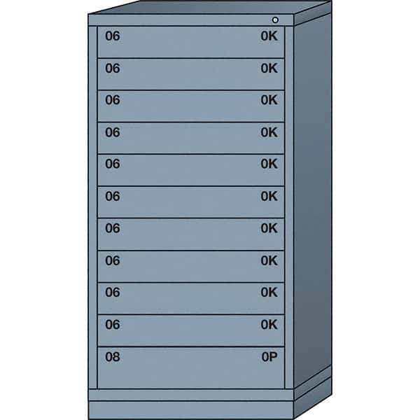 Lyon - 11 Drawer, Standard Eye-Level - Multiple Drawer Access Cabinet - Steel, 30" Wide x 28-1/4" Deep x 59-1/4" High, Dove Gray - USA Tool & Supply