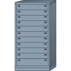 Lyon - 11 Drawer, Standard Eye-Level - Single Drawer Access Cabinet - Steel, 30" Wide x 28-1/4" Deep x 59-1/4" High, Dove Gray - USA Tool & Supply