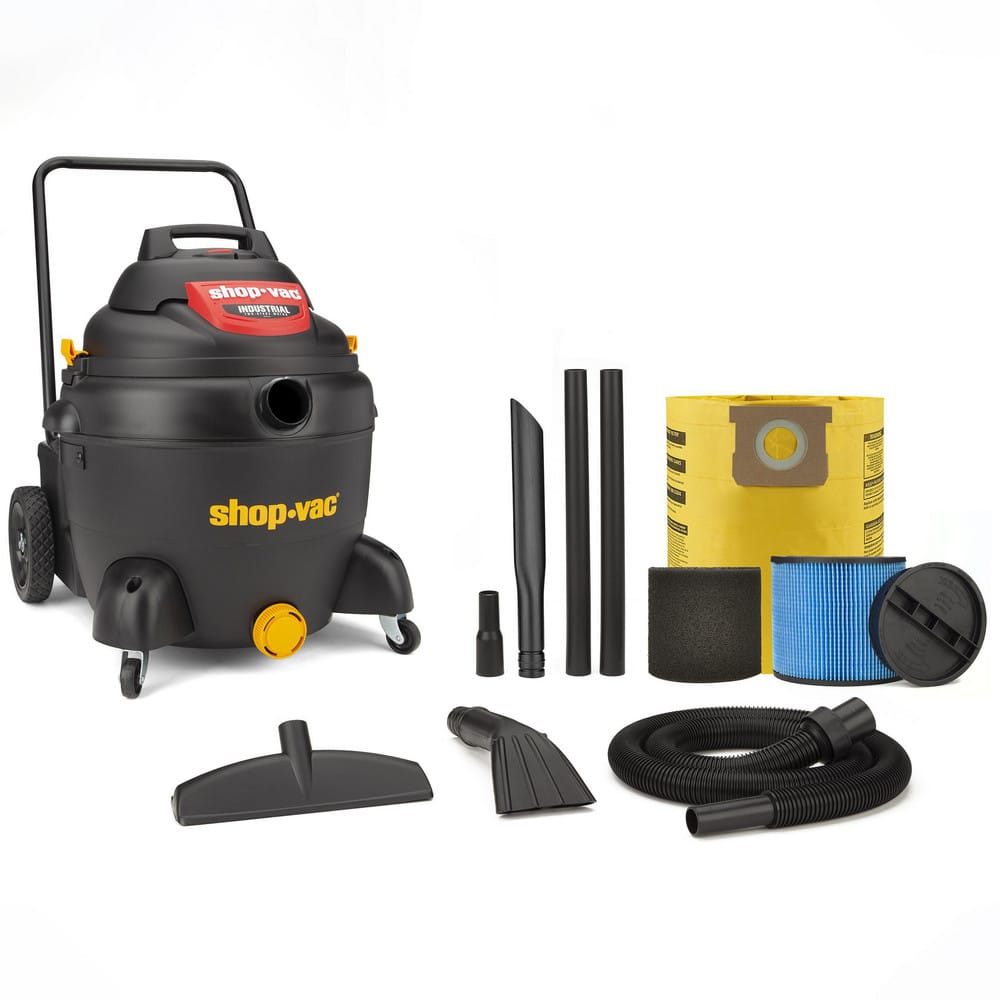 Wet/Dry Vacuum: Electric, 16 gal, 3 hp, 12 A Standard, Polyethylene Tank, Cord Included