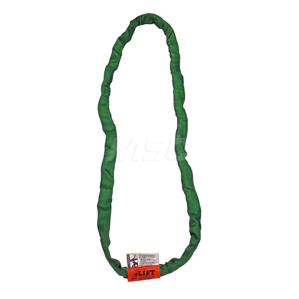 Endless Sling: 10' Long, 5,300 lb Vertical, 4,240 lb Choker, 10,600 lb Basket, Polyester Green