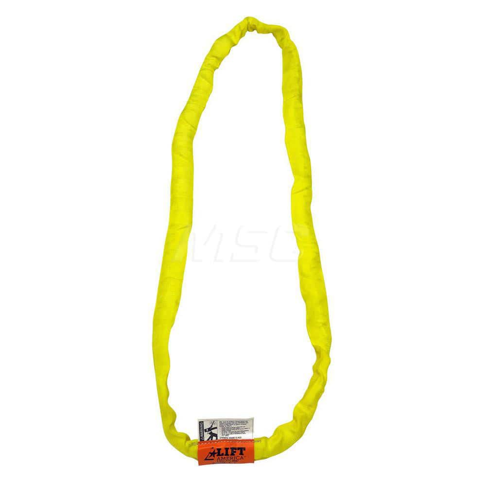 Round Sling: 3' Long, 8,400 lb Vertical, 6,720 lb Choker, 16,800 lb Basket, Polyester Yellow