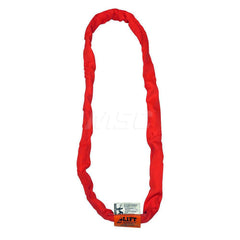 Endless Sling: 4' Long, 13,200 lb Vertical, 10,560 lb Choker, 26,400 lb Basket, Polyester Red