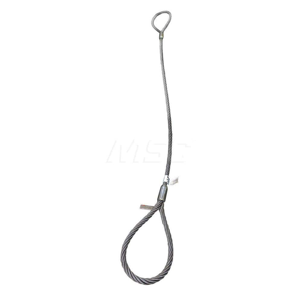 Eye & Eye Sling: 4' Long, 1.4 Ton Vertical Standard Eye, Silver