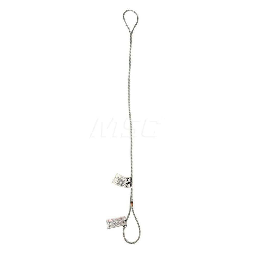 Eye & Eye Sling: 4' Long, 2.4 Ton Vertical Large Eye, Silver