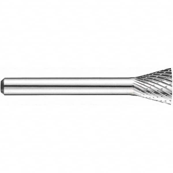 Precision Twist Drill - 1/2" Cut Diam, 1/4" Shank Diam, Carbide Double Cut Inverted Cone Burr - USA Tool & Supply
