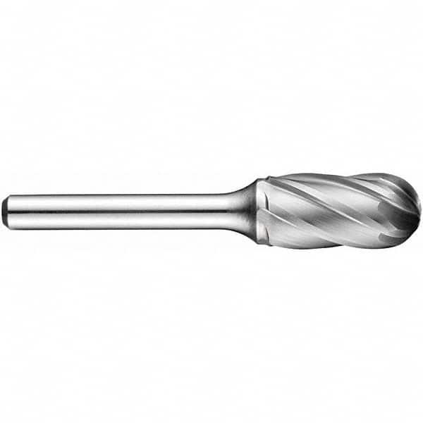Precision Twist Drill - 1/2" Cut Diam, 1/4" Shank Diam, Carbide Aluma Cut Cylinder Burr with Radius - USA Tool & Supply