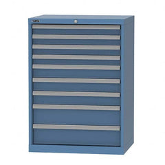 LISTA - 9 Drawer, 124 Compartment Bright Blue Steel Modular Storage Cabinet - USA Tool & Supply