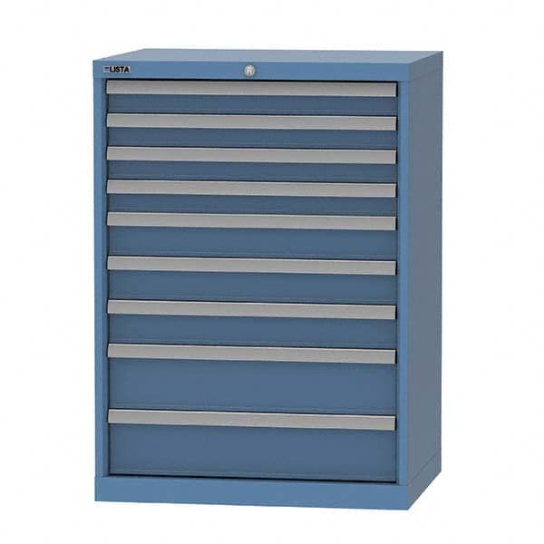 LISTA - 8 Drawer, 124 Compartment Red Steel Modular Storage Cabinet - USA Tool & Supply