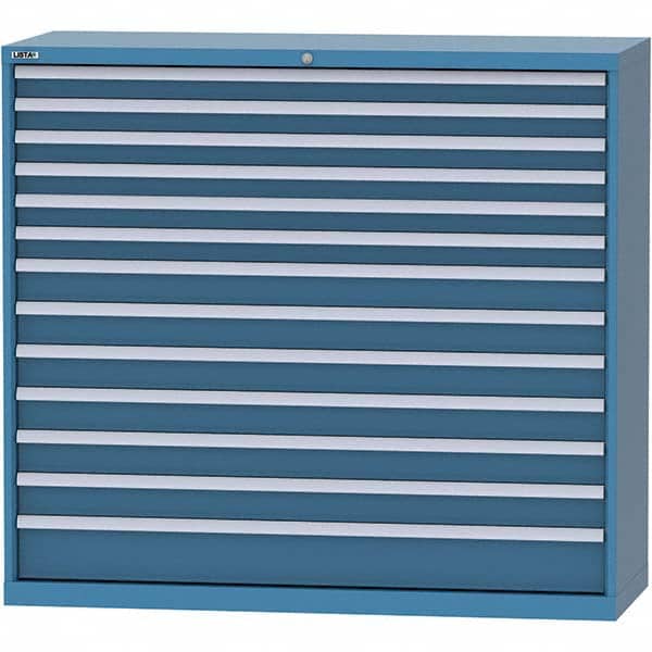 LISTA - 13 Drawer, 84 Compartment Bright Blue Steel Modular Storage Cabinet - USA Tool & Supply