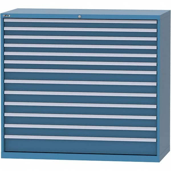 LISTA - 13 Drawer, 84 Compartment Bright Blue Steel Modular Storage Cabinet - USA Tool & Supply