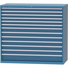 LISTA - 13 Drawer, 84 Compartment Bright Blue Steel Modular Storage Cabinet - USA Tool & Supply