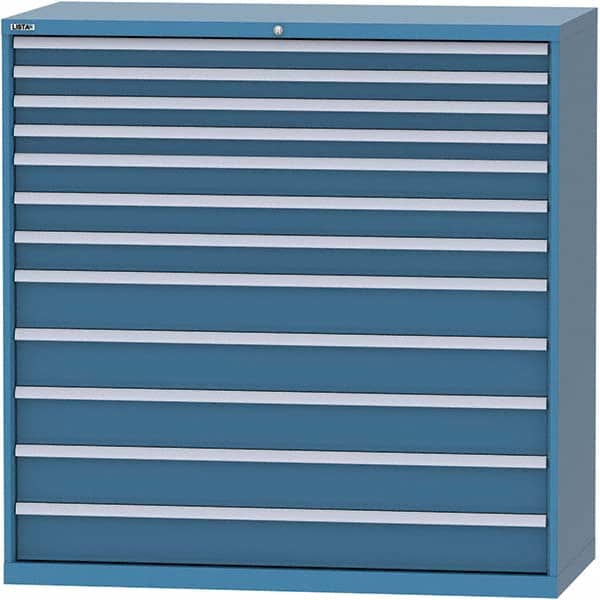 LISTA - 12 Drawer, 84 Compartment Bright Blue Steel Modular Storage Cabinet - USA Tool & Supply