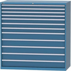 LISTA - 12 Drawer, 84 Compartment Bright Blue Steel Modular Storage Cabinet - USA Tool & Supply