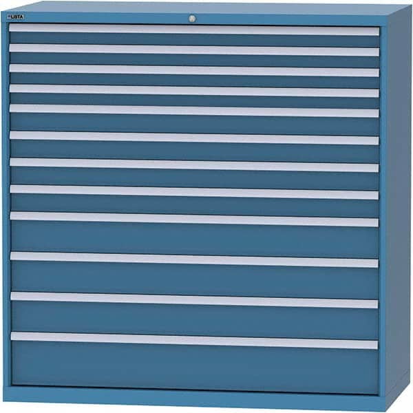 LISTA - 12 Drawer, 84 Compartment Bright Blue Steel Modular Storage Cabinet - USA Tool & Supply