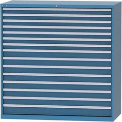 LISTA - 15 Drawer, 84 Compartment Bright Blue Steel Modular Storage Cabinet - USA Tool & Supply