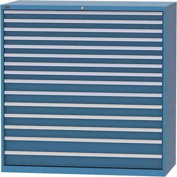 LISTA - 15 Drawer, 84 Compartment Bright Blue Steel Modular Storage Cabinet - USA Tool & Supply
