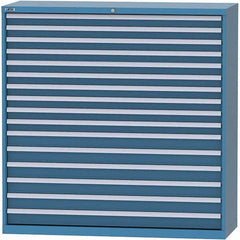 LISTA - 16 Drawer, 84 Compartment Bright Blue Steel Modular Storage Cabinet - USA Tool & Supply