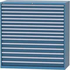 LISTA - 16 Drawer, 84 Compartment Bright Blue Steel Modular Storage Cabinet - USA Tool & Supply