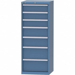 LISTA - 7 Drawer, 84 Compartment Bright Blue Steel Modular Storage Cabinet - USA Tool & Supply