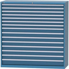 LISTA - 15 Drawer, 84 Compartment Bright Blue Steel Modular Storage Cabinet - USA Tool & Supply
