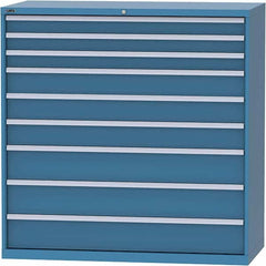 LISTA - 9 Drawer, 84 Compartment Bright Blue Steel Modular Storage Cabinet - USA Tool & Supply