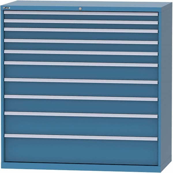 LISTA - 10 Drawer, 84 Compartment Bright Blue Steel Modular Storage Cabinet - USA Tool & Supply