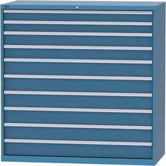 LISTA - 10 Drawer, 84 Compartment Bright Blue Steel Modular Storage Cabinet - USA Tool & Supply