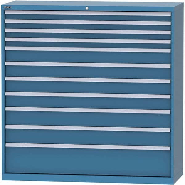 LISTA - 11 Drawer, 84 Compartment Bright Blue Steel Modular Storage Cabinet - USA Tool & Supply