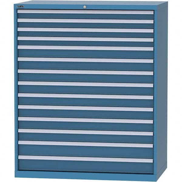 LISTA - 14 Drawer, 216 Compartment Bright Blue Steel Modular Storage Cabinet - USA Tool & Supply